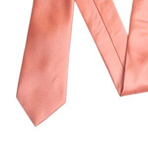 Nautica Textured Tie Men’s 58” Solid Coral Pink Polyester Designer Classic New